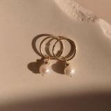 Pearl Huggie Hoops - 14k Gold Filled