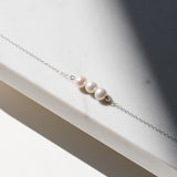 Three Pearl Necklace - Sterling Silver