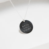 Circle Pendant Cable Chain Necklace - Personalized - Sterling Silver