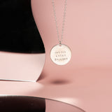 Circle Pendant Cable Chain Necklace - Personalized - Sterling Silver