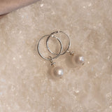 Pearl Huggie Hoops - Sterling Silver