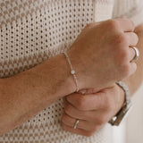 Mens Cremation Thick Figaro Bracelet- Sterling Silver