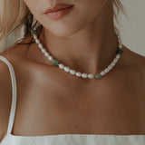 Large Freshwater Pearl and Jade Choker- 14K Gold Filled
