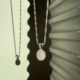 Cremation Oval Crown Necklace- Sterling Silver
