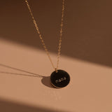 Circle Pendant Flat Cable Necklace - Personalized - 14k Gold Filled