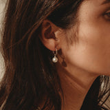 Pearl Huggie Hoops - Sterling Silver