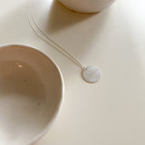 Circle Pendant Cable Chain Necklace - Personalized - Sterling Silver