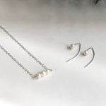 Three pearl sterling silver necklace - hypoallergenic - high quality - made to last - tarnish resistant - dainty necklace