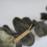 Gold bar neckace - made with highest quality 14/20 Gold fill - tarnish resistant and made to last - lowercase - petite cursive font