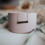 Gold bar neckace - made with highest quality 14/20 Gold fill - tarnish resistant and made to last - lowercase - petite cursive font