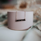 Gold bar neckace - made with highest quality 14/20 Gold fill - tarnish resistant and made to last - lowercase - petite cursive font