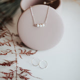 Three pearl sterling silver necklace - hypoallergenic - high quality - made to last - tarnish resistant - dainty necklace