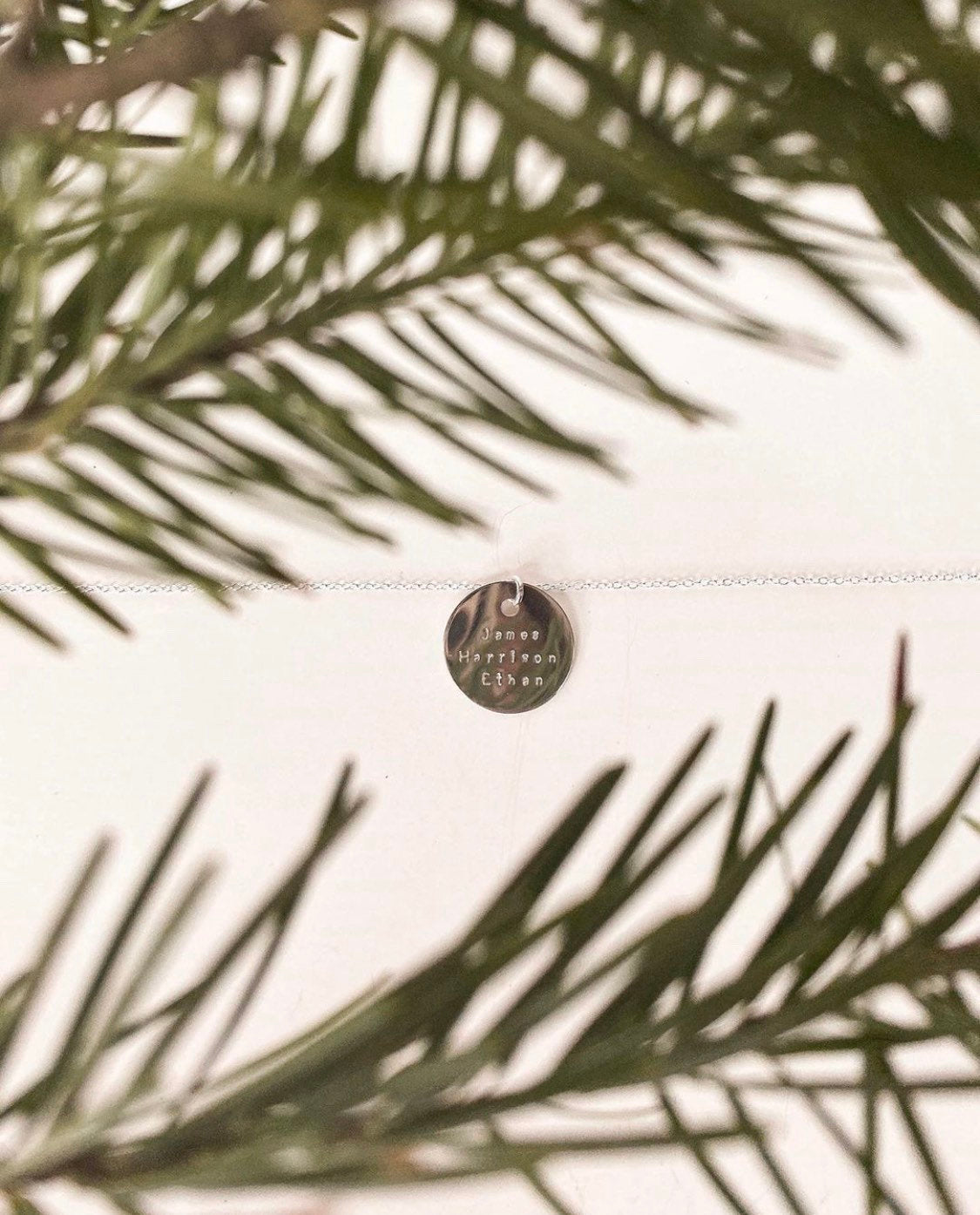 Large custom sterling silver circle pendant necklace - hypoallergenic - tarnish resistant - name necklace - date necklace - coordinates