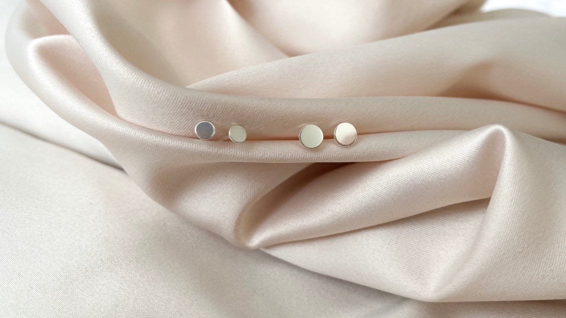 Sterling Silver flat round studs - hypoallergenic - tarnish resistant - everyday earrings - one pair