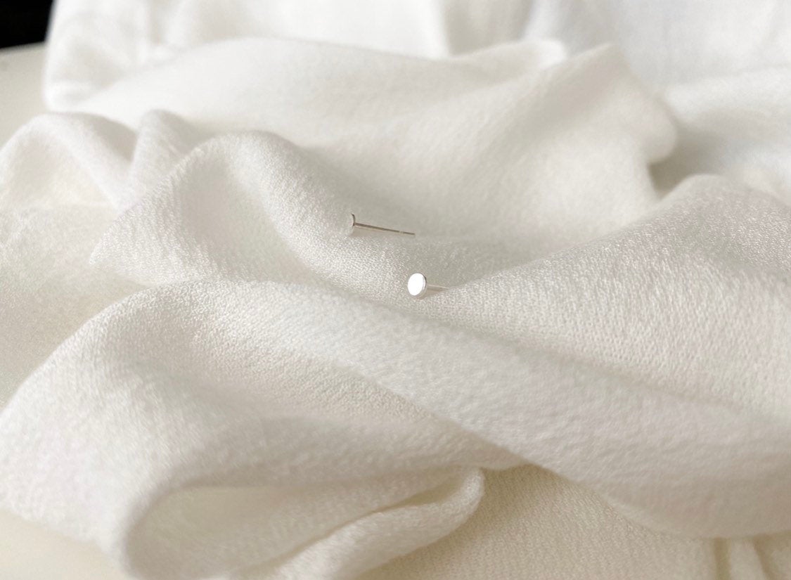 Sterling Silver flat round studs - hypoallergenic - tarnish resistant - everyday earrings - one pair