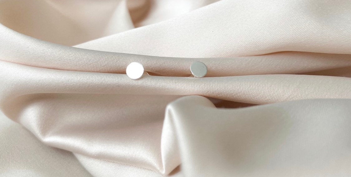 Sterling Silver flat round studs - hypoallergenic - tarnish resistant - everyday earrings - one pair