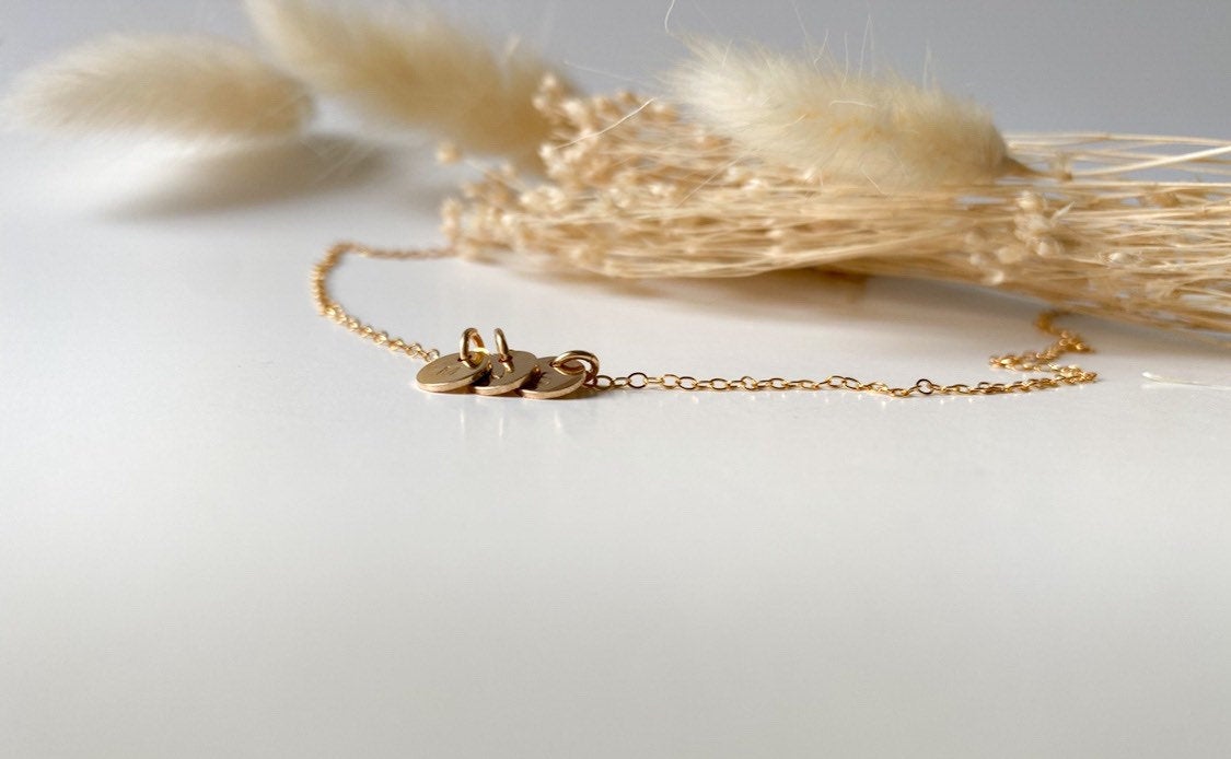 Small circle pendant necklaces - custom monogram - high quality gold fill - hypoallergenic - tarnish resitant - hand stamped - personalized