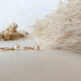 Small 12mm hoops with pearl - huggies - high quality - hypoallergenic - good for sensitive ears - everyday earrings - endless hoops - pair