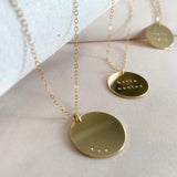 Custom Dot Stamped Cirlce Pendant Necklace - Highest Quality 14/20 Gold Fill - Dots for each child - Personalized gift - Hypoallergenic