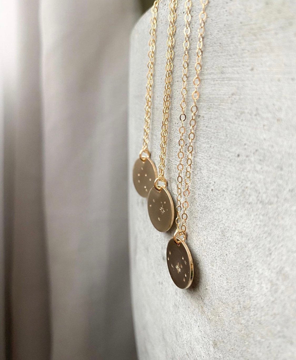 Constellation necklace circle pendant - custom - highest  quality 14/20 gold fill - tarnish resitant - hand stamped - star sign - astrology