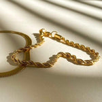 Thick double roped bracelet - 3mm - Tarnish resistant - high quality - Gold roped chain