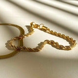 Thick double roped bracelet - 3mm - Tarnish resistant - high quality - Gold roped chain