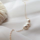 Three Pearl Necklace - 14k Gold Filled
