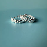 Checkered Hoops - Sterling Silver