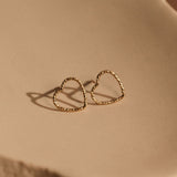 Serrated Heart Stud Earrings - 14k Gold Filled