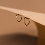 Serrated Heart Stud Earrings - 14k Gold Filled