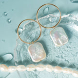 Square Fresh Water Pearl Hoops - 14k Gold Filled