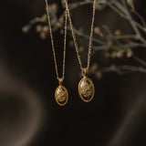 Forget-Me-Not Oval Cremains Urn Necklace - 14k Gold Filled