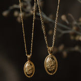 Forget-Me-Not Oval Cremains Urn Necklace - 14k Gold Filled