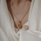 Forget-Me-Not Oval Cremains Urn Necklace