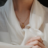 Forget-Me-Not Oval Cremains Urn Necklace
