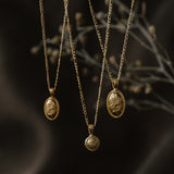 Forget-Me-Not Oval Cremains Urn Necklace - Sterling Silver