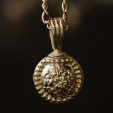 Forget-Me-Not Circle Cremains Urn Necklace - Solid Gold