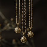 Forget-Me-Not Circle Cremains Urn Necklace - Solid Gold