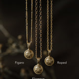 Forget-Me-Not Circle Cremains Urn Necklace - Solid Gold