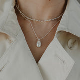 Forget-Me-Not Oval Cremains Urn Necklace - Sterling Silver