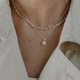 Forget-Me-Not Circle Cremains Urn Necklace - Sterling Silver
