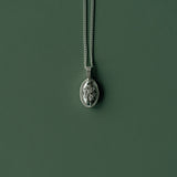 Forget-Me-Not Oval Cremains Urn Necklace - Sterling Silver