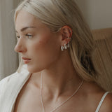Moon Stone Huggie Hoops - Sterling Silver