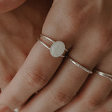 Cremation Double Band Oval Ring- Sterling Silver
