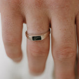 Men's Cremation Signet Ring - Sterling Silver