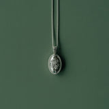 Forget-Me-Not Oval Cremains Urn Necklace - Sterling Silver