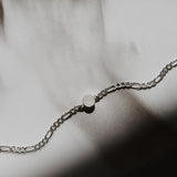 Cremation Thick Figaro Bracelet- Sterling Silver