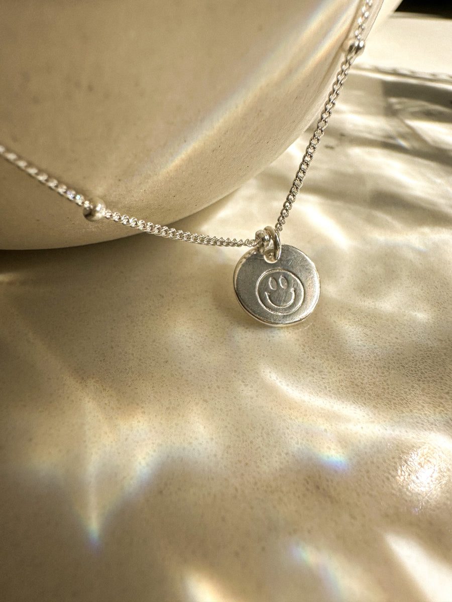 Silver Smiley Face Necklace