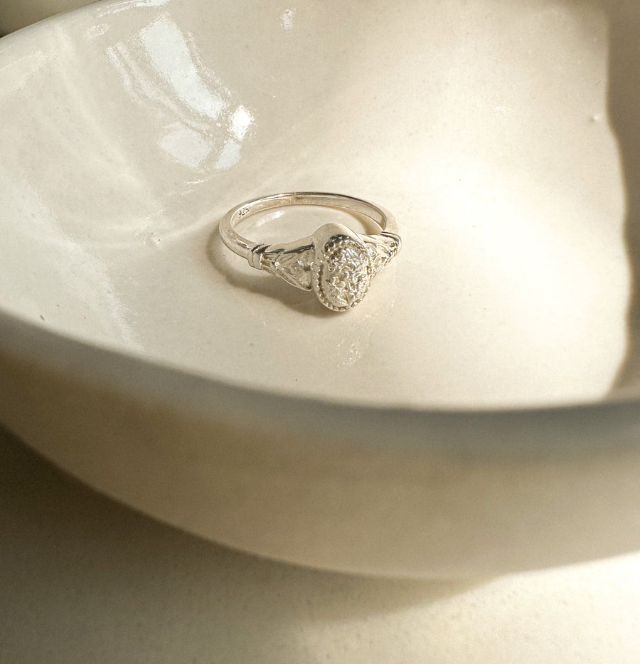 Forget-Me-Not Cremation Ring - Sterling Silver
