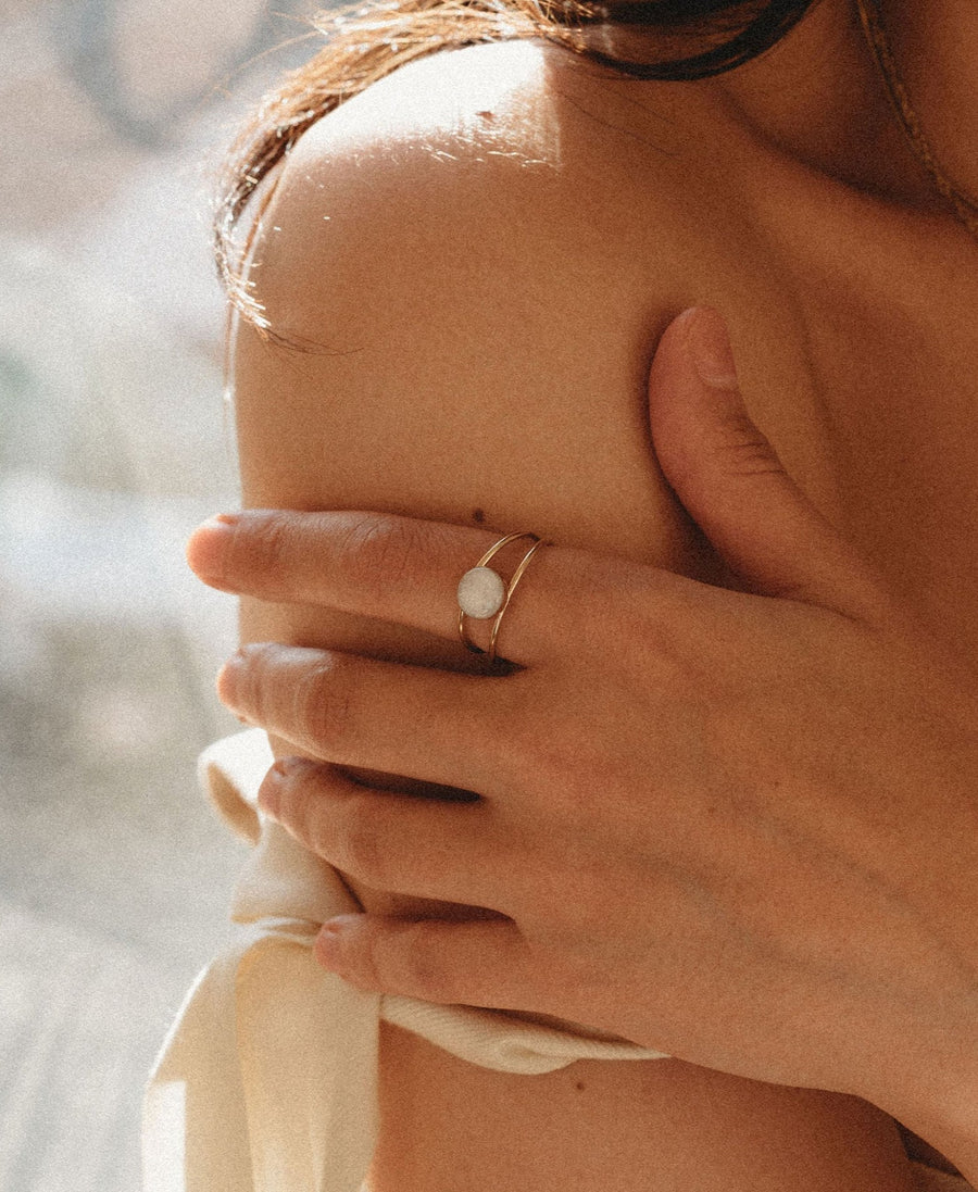 Cremation Double Band Circle Ring - 14k Gold Filled